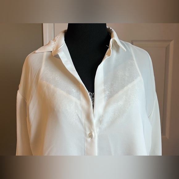 Zara basic cream blouse with attached cami sz XS - Picture 5 of 8